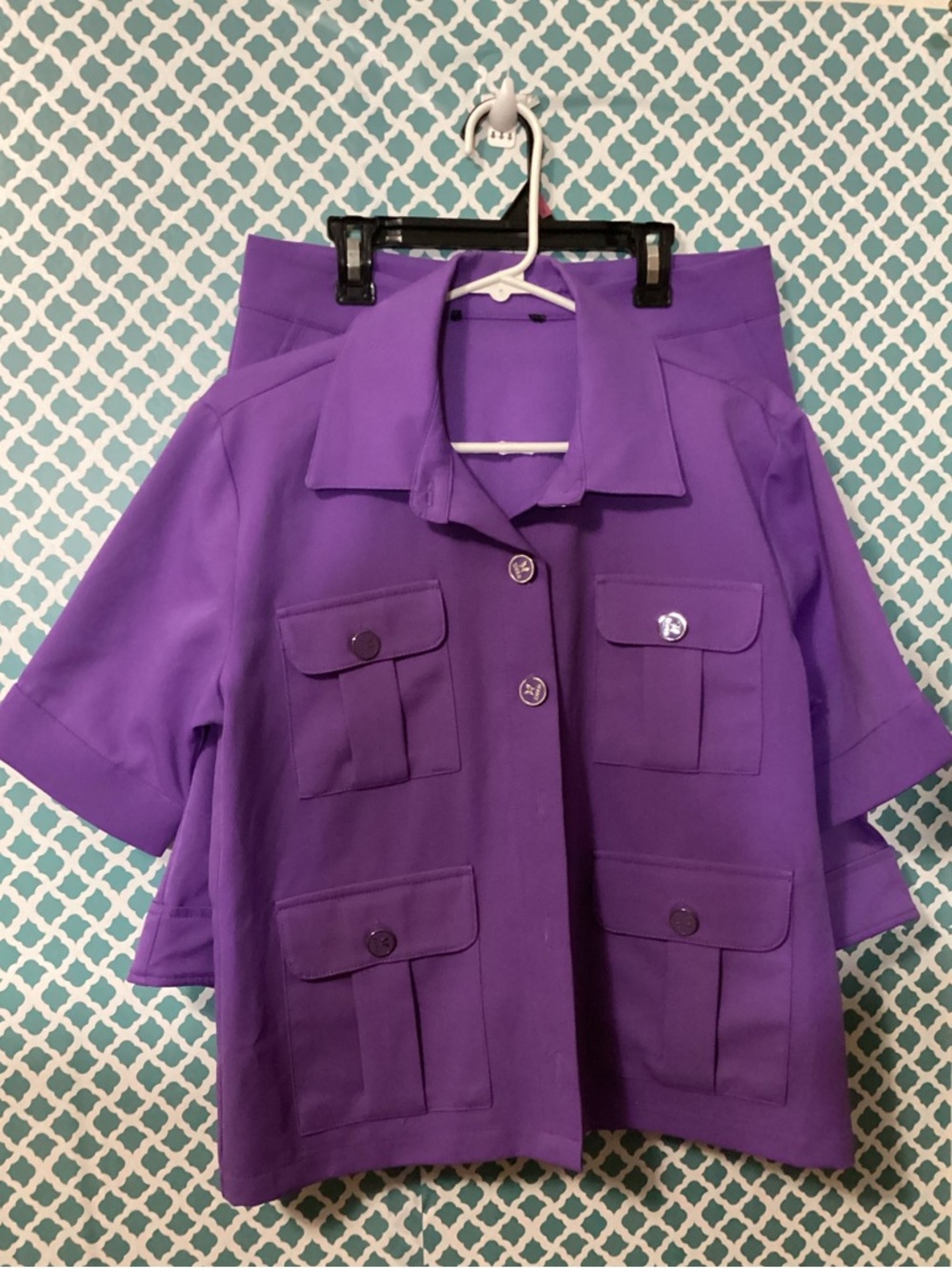 Elisabetta Zanardi Vibrant Purple Short-Sleeve Jacket And Shorts Set